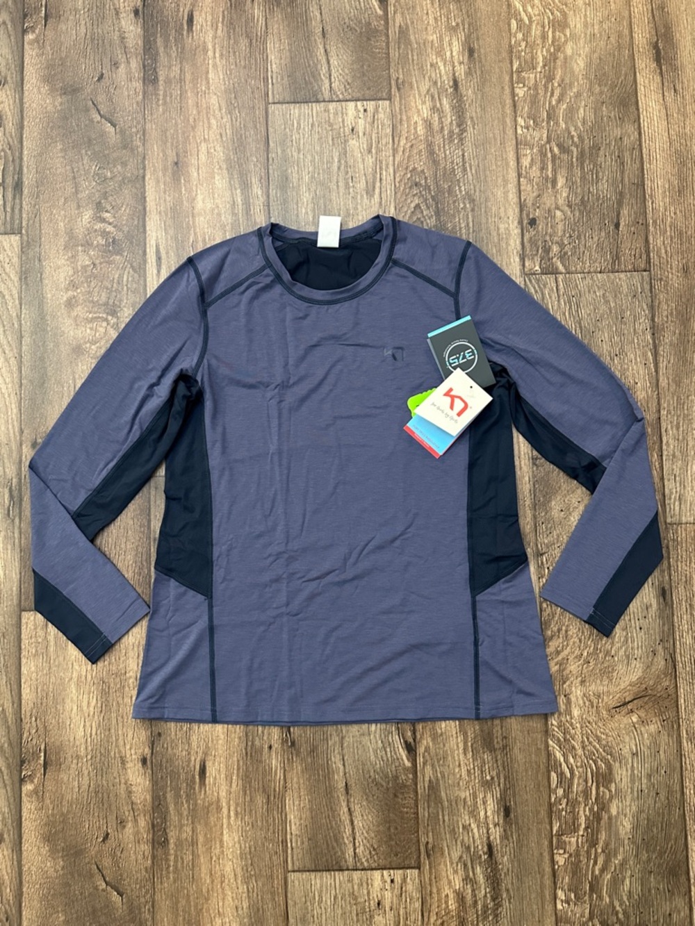 Kari Traa SVAL Performance Long Sleeve Baselayer Shirt Top Womens Sz L Blue Moon